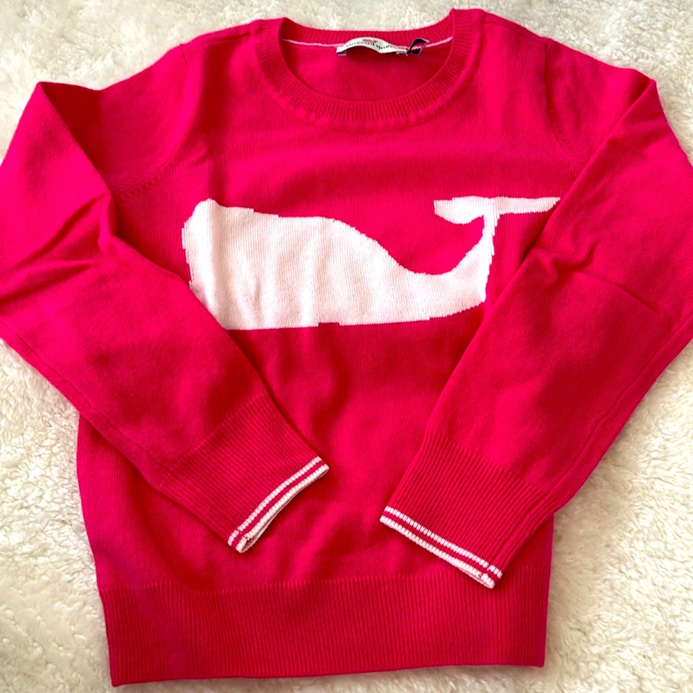 VINEYARD VINES - Girls Intarsia Whale Crewneck Sweater (Size S)